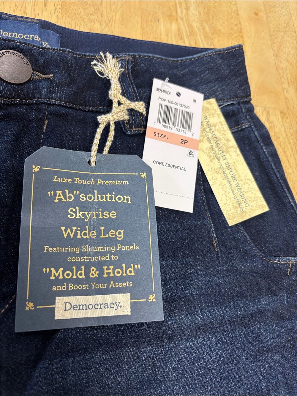 NWT Democracy “Ab” Solution Skyrise Wide Leg Denim Jeans Indigo - Picture 3 of 7